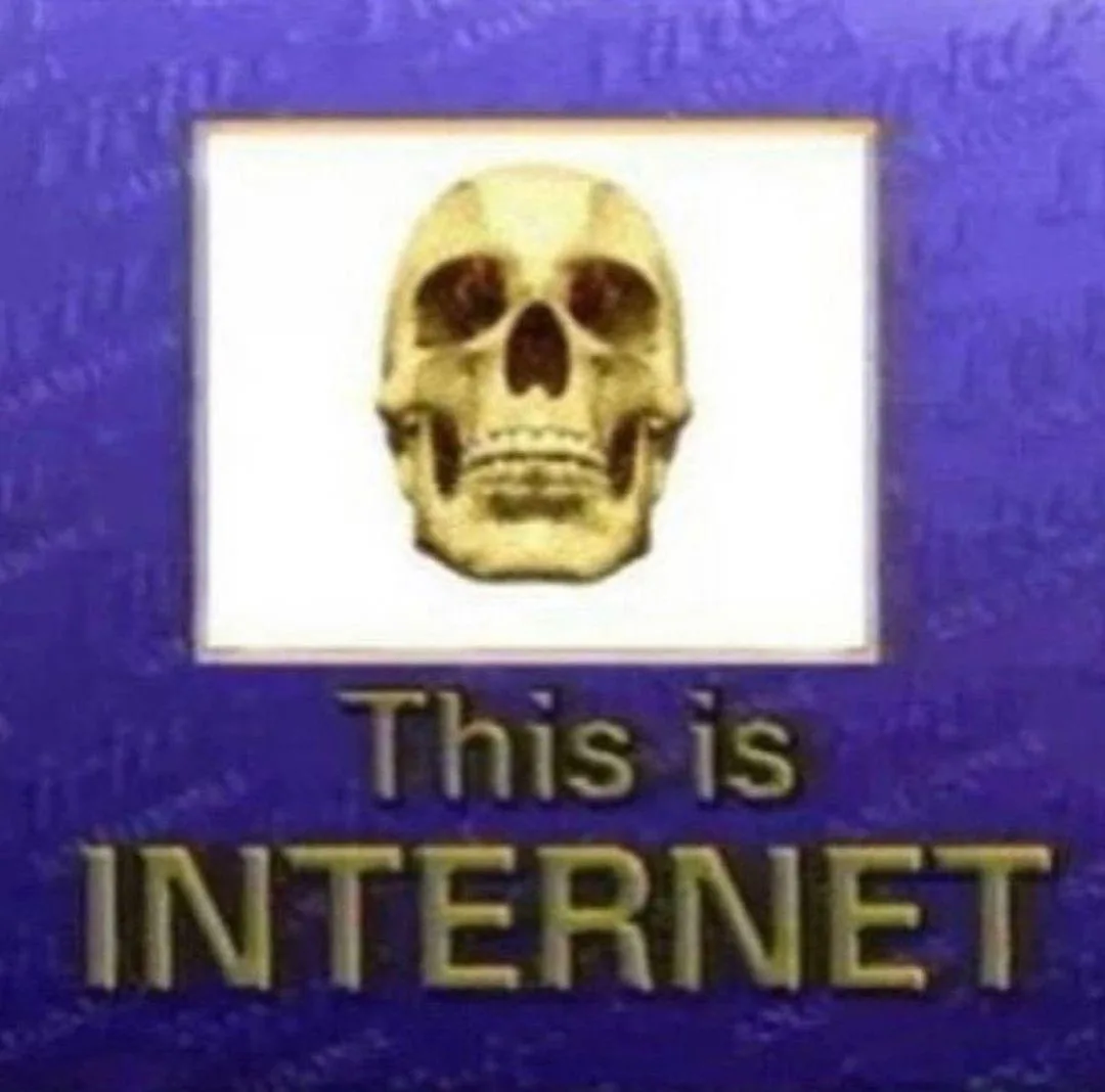 A purple background with faint binary code patterns features a white square containing a yellowish skull. Below the skull…