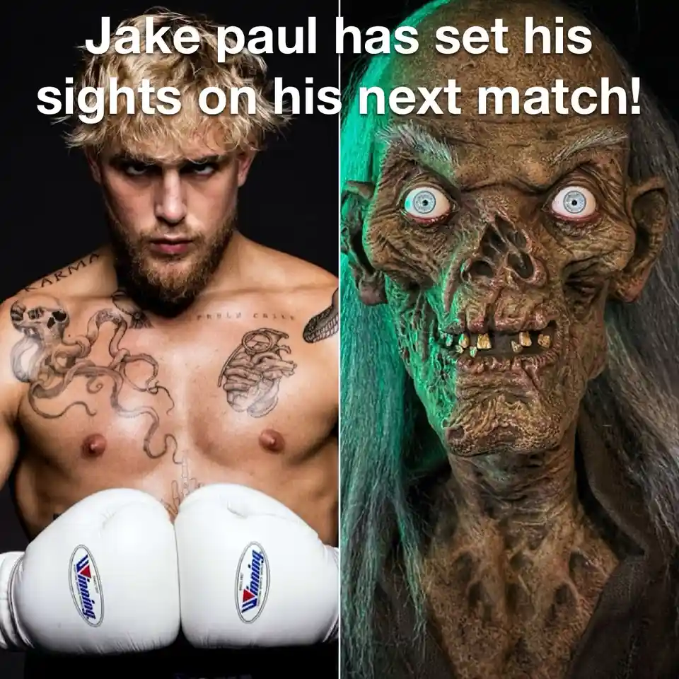 The image is split vertically: on the left, a shirtless man with blonde hair, a beard, and tattoos on his chest holds white…