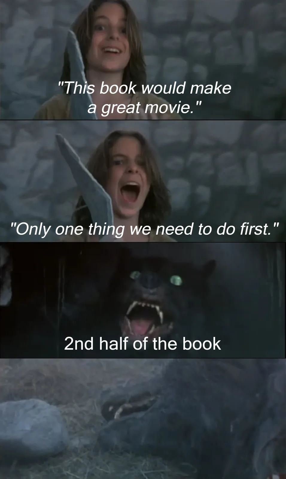 A three-panel meme using scenes from 'The Chronicles of Narnia: The Lion, the Witch and the Wardrobe'. The first panel shows…