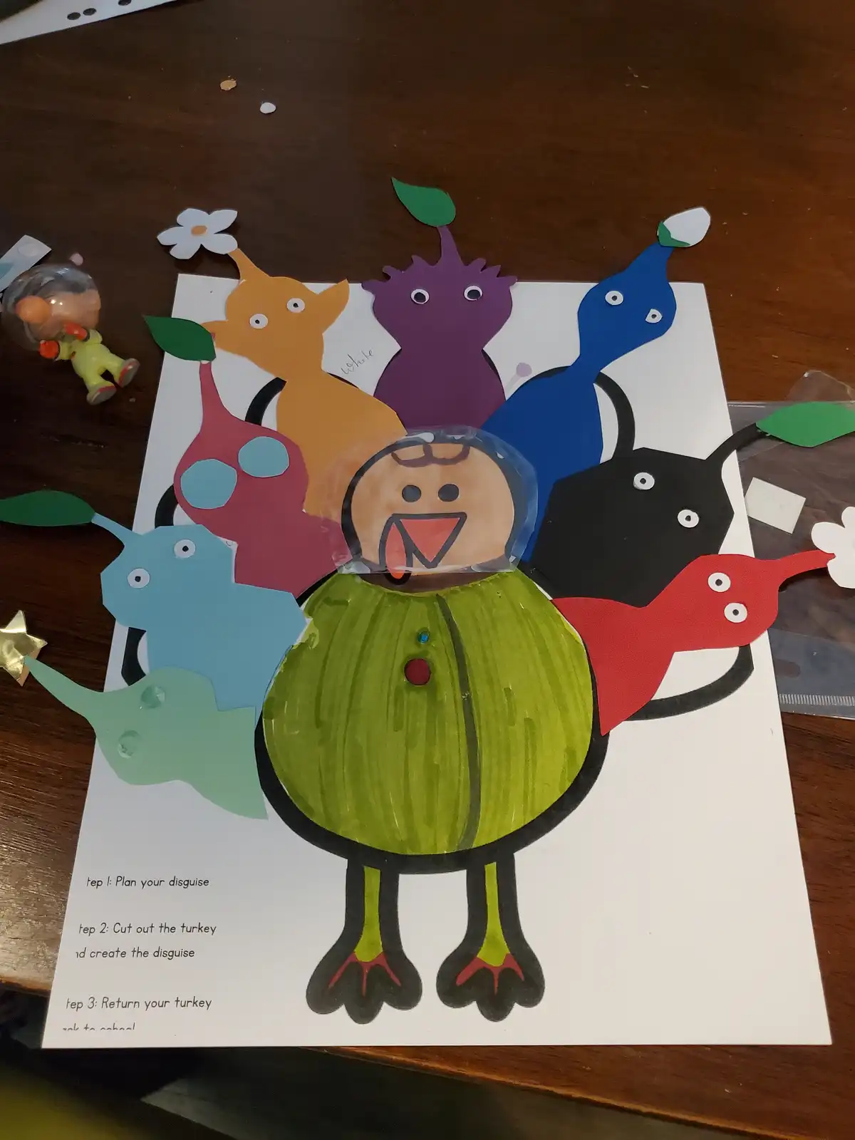 We transformed our turkey into a Pikmin masterpiece for my son's school project!