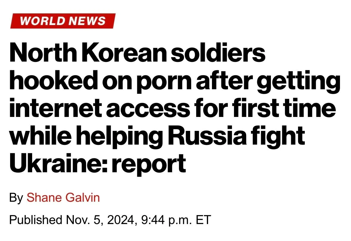 The image displays a fake news article headline in bold black text on a white background, under a red 'WORLD NEWS' banner…