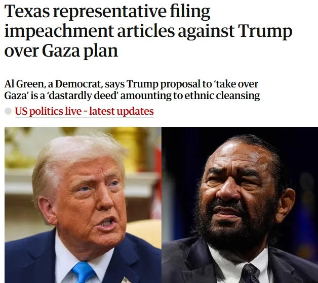 The image displays a split-screen news article header with two photos: Donald Trump on the left looking forward with his…