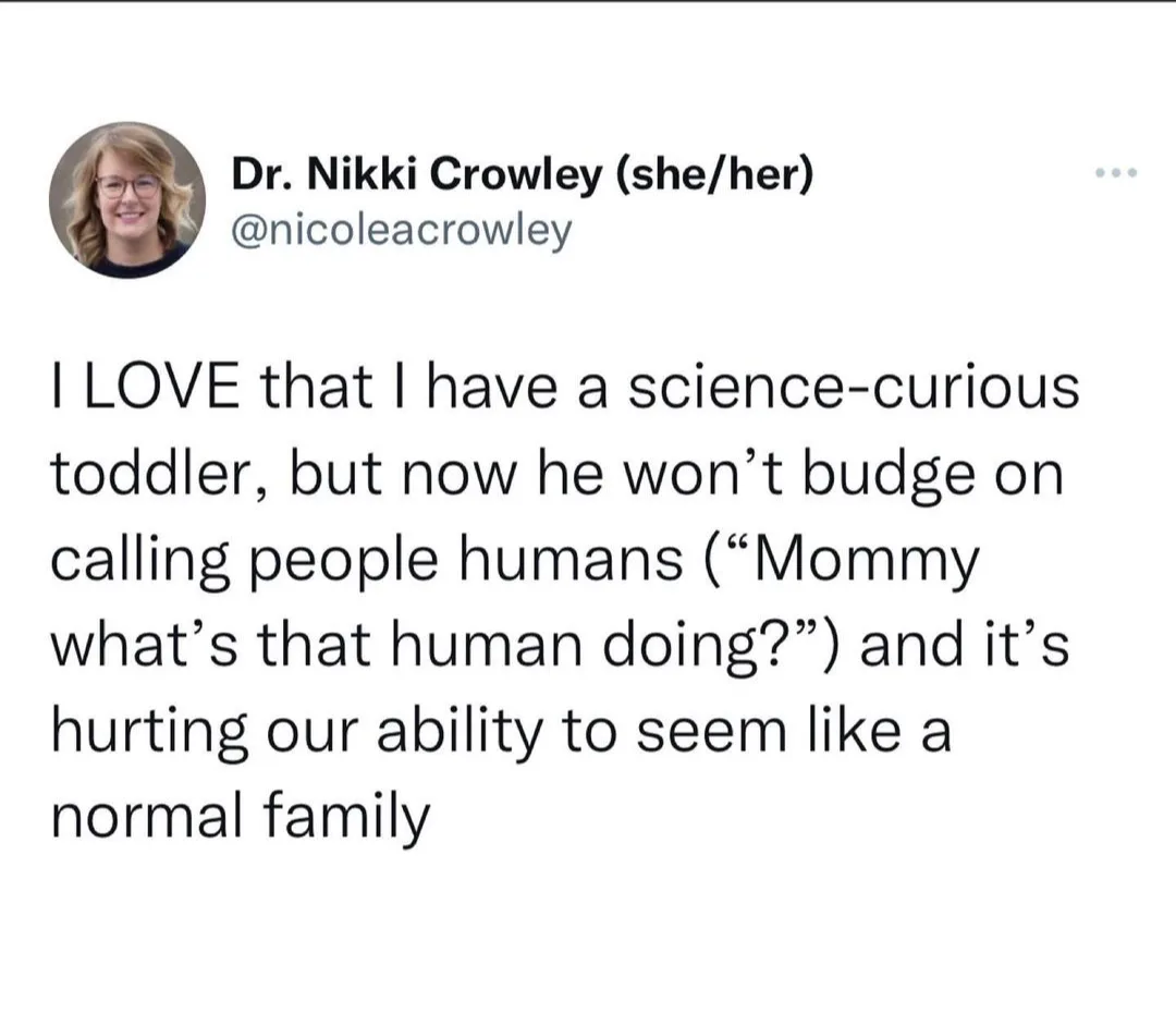 A screenshot of a tweet by Dr. Nikki Crowley (@nicoleacrowley) showing her smiling profile picture. The tweet text reads: 'I…