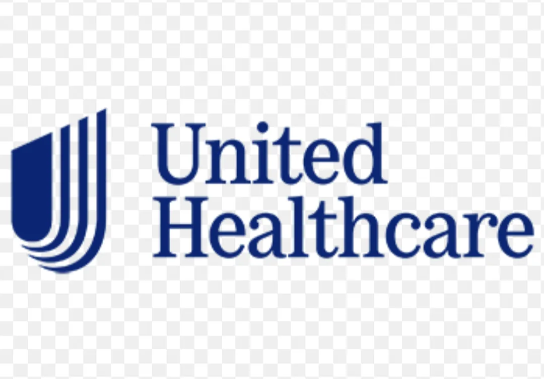 The image displays the official blue United Healthcare logo, featuring a stylized 'U' icon next to the company name in a…