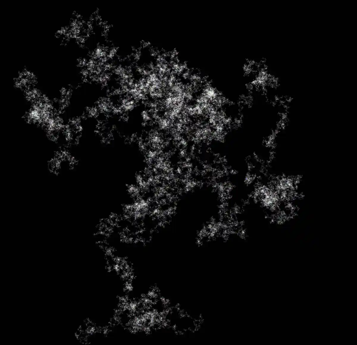 A black background with a complex, white, branching fractal pattern resembling a snowflake or tree, overlaid with the text…