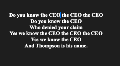 A black background with white text repeating the phrase 'Do you know the CEO the CEO the CEO' multiple times, followed by…