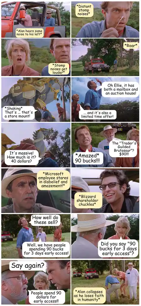This meme uses scenes from the movie 'Jurassic Park' where characters react to a giant dinosaur, humorously replaced with a…