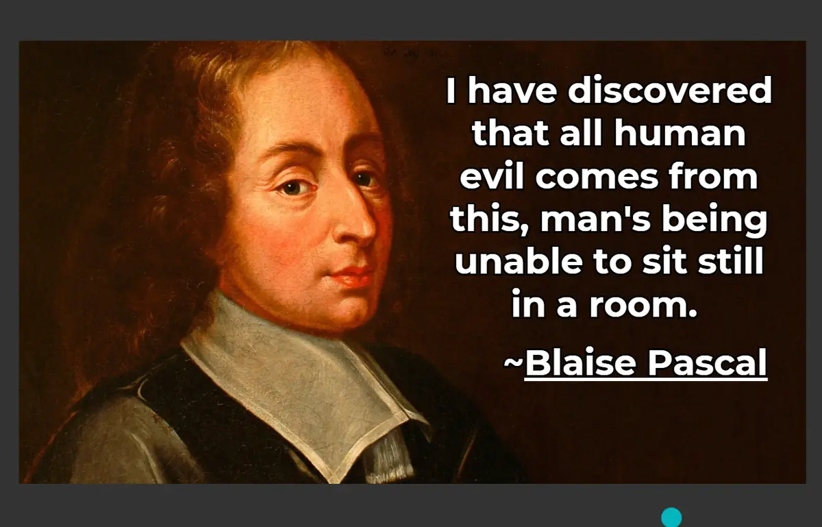 A classical portrait of Blaise Pascal, a historical French mathematician and philosopher, is overlaid with white text that…