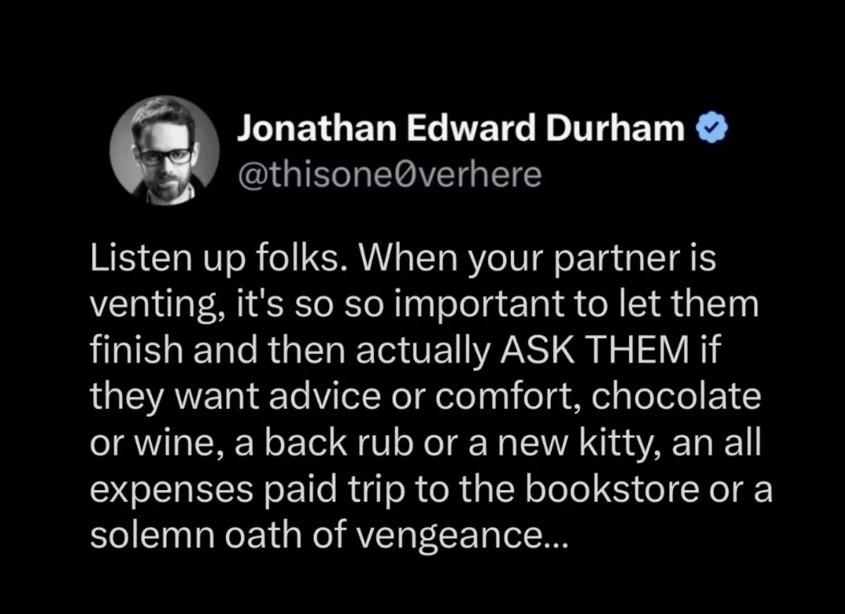 A screenshot of a tweet by Jonathan Edward Durham (@thisone0verhere) with a black background and white text. The tweet…
