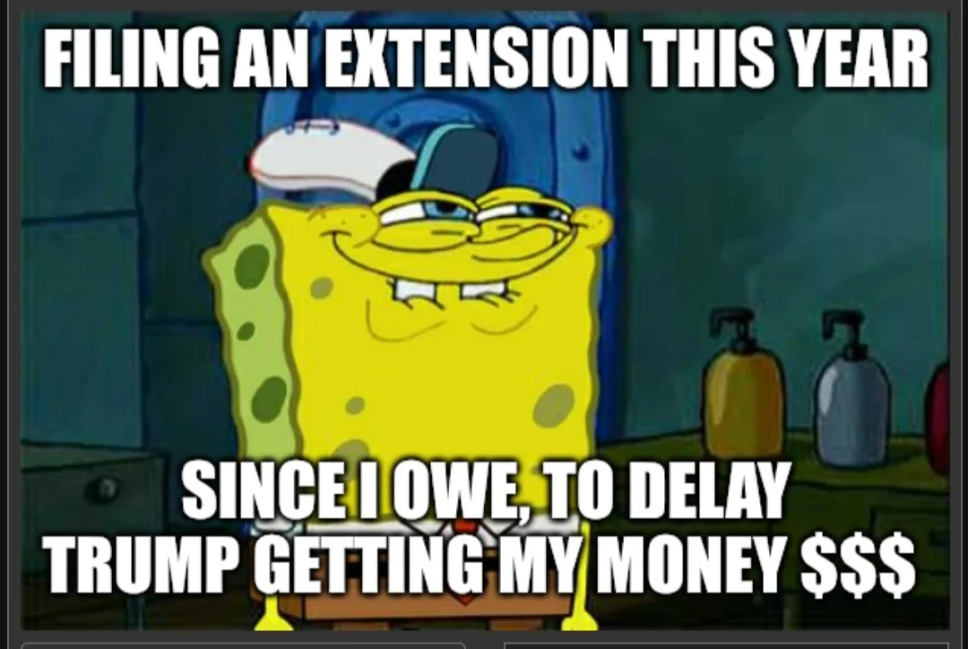 The image shows the cartoon character SpongeBob SquarePants wearing a cap and smiling smugly while sitting at a counter with…