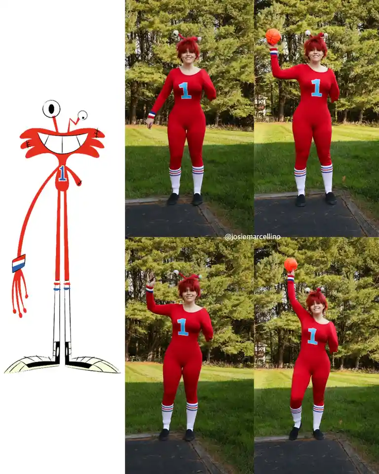 The image displays a side-by-side comparison: on the left is the cartoon character Wilt from 'The Amazing World of Gumball,'…