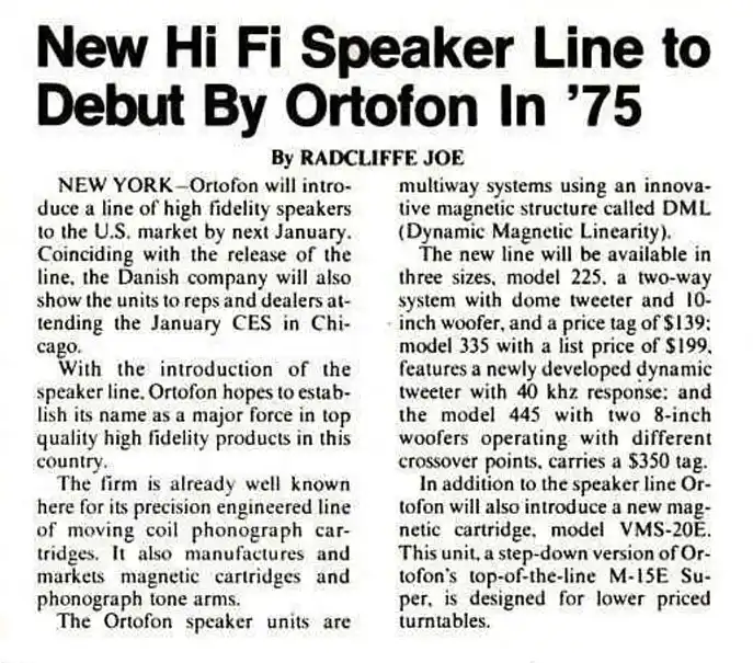 Discover the details of Ortofon's iconic 1975 Speaker Range: Models 225, 335 & 445