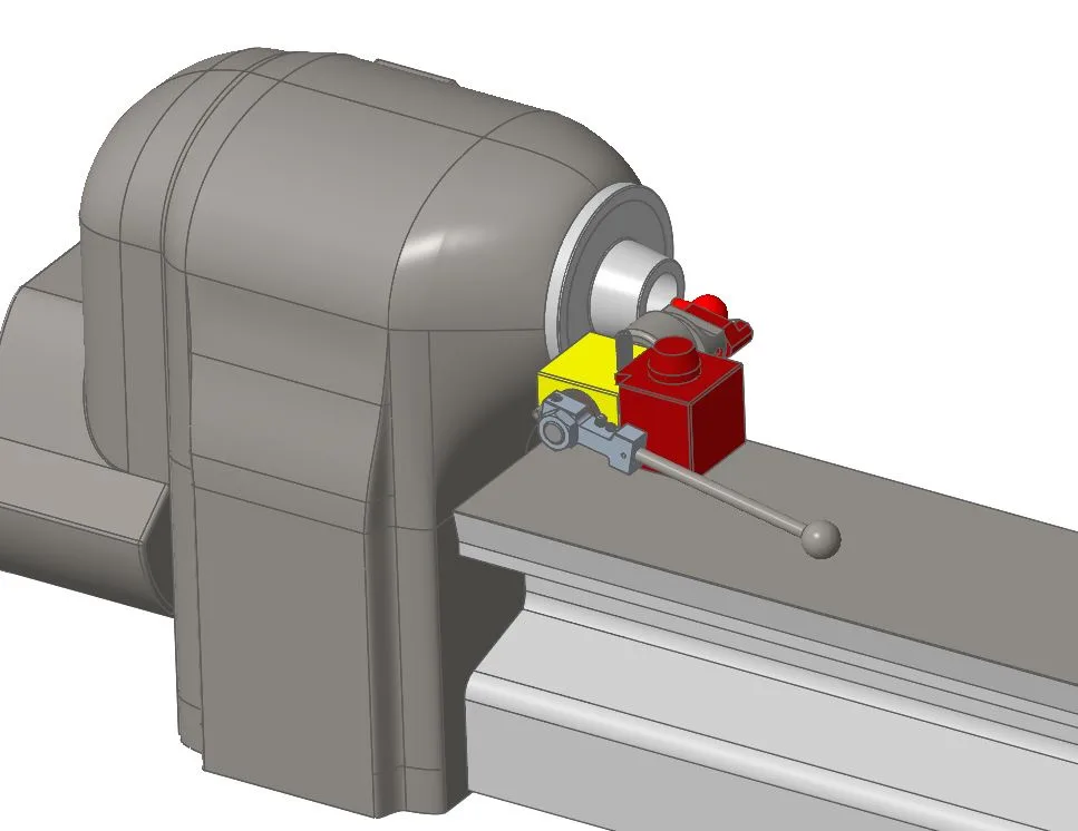 A 3D rendered image shows a large, grey industrial machine with a cylindrical opening, resembling a CT scanner or MRI…