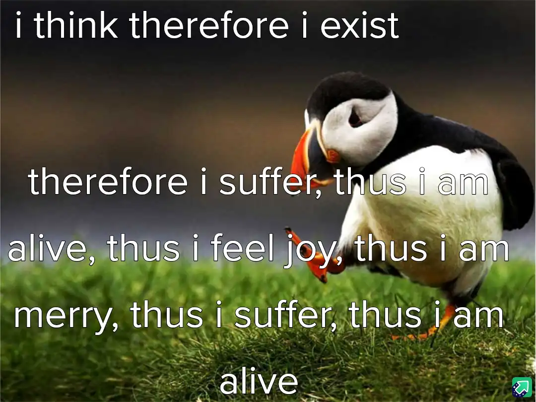 A photograph of a puffin standing on green grass with a blurred background. White text is overlaid in multiple lines across…