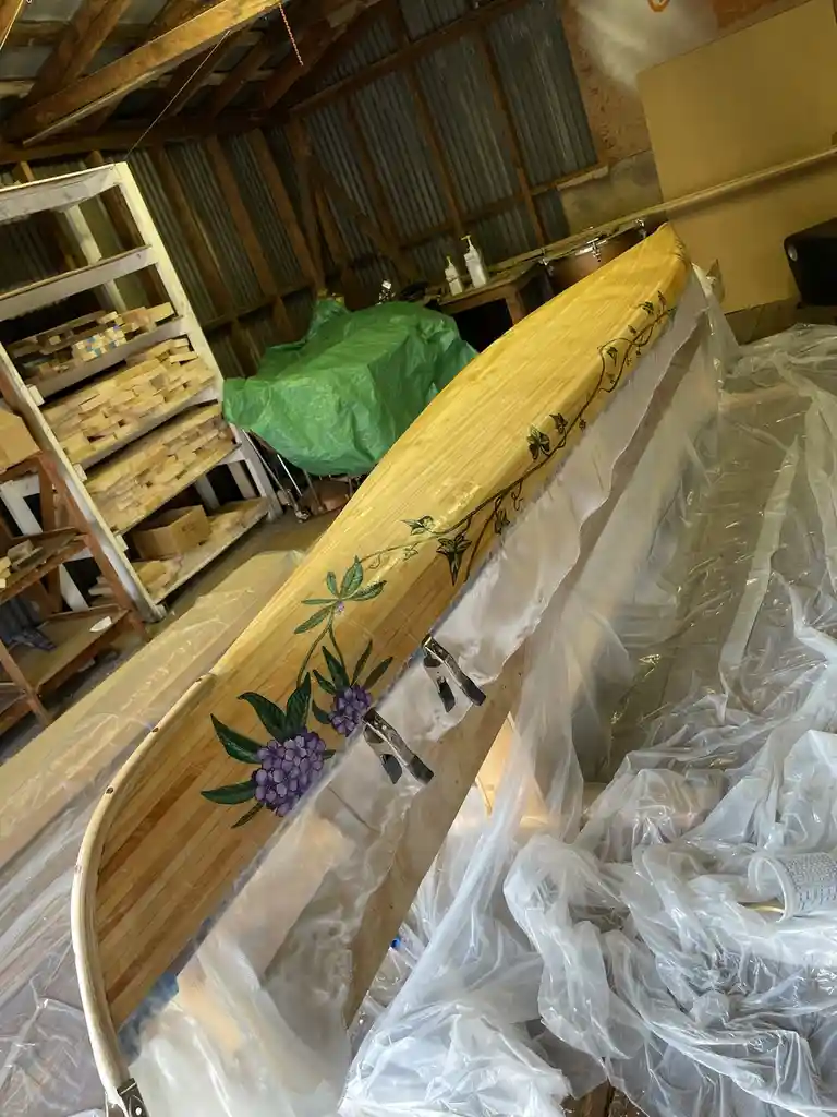 First Layer of Fiberglass and Epoxy Applied to the Kayak Build!