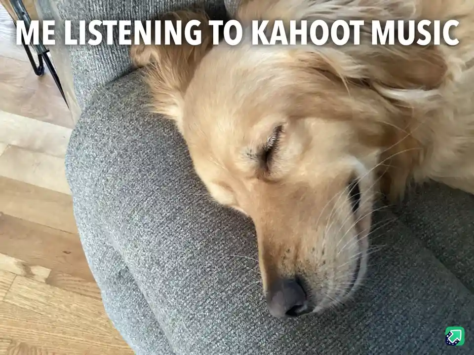 A golden retriever is peacefully sleeping with its head resting on a grey couch cushion, eyes closed, in a relaxed state…