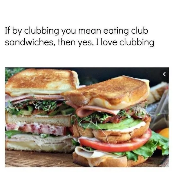 The image shows two large, layered club sandwiches on toasted bread, stacked high with ingredients like turkey, bacon…