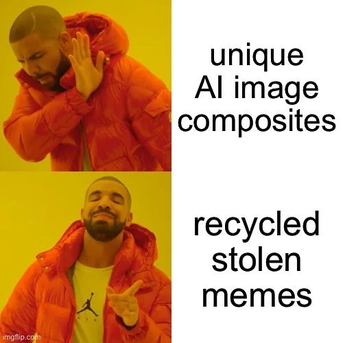 The image is a two-panel meme featuring Drake. In the top panel, he looks annoyed with his hand to his ear. In the bottom…