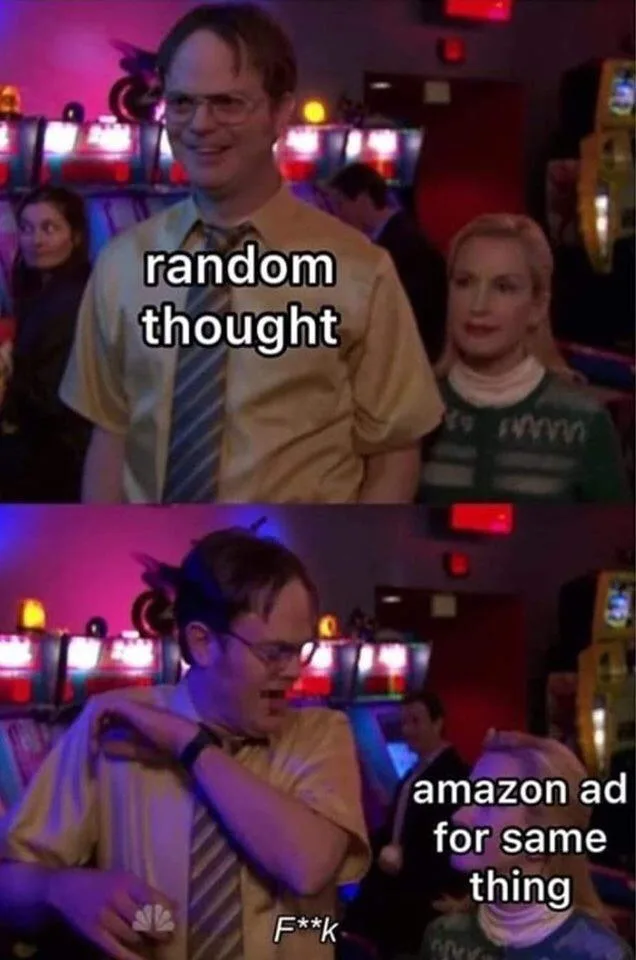 The image is a two-panel meme featuring the character Dwight Schrute from 'The Office'. In the top panel, he smiles with the…