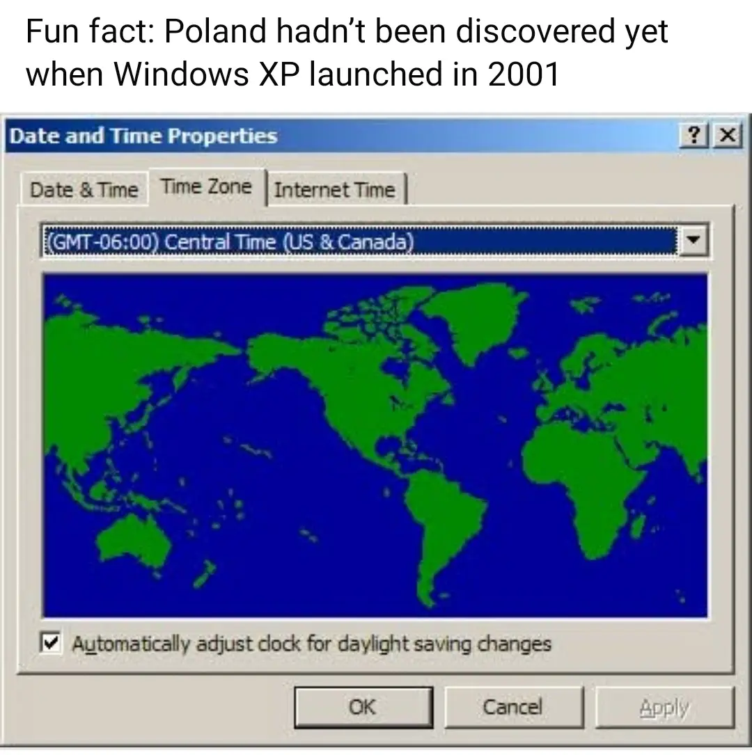 The image displays the 'Date and Time Properties' window from Windows XP, showing a world map with green landmasses and blue…
