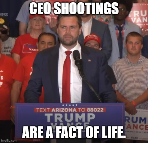 A man in a suit and red tie stands at a podium with 'TRUMP VANCE' and 'TEXT ARIZONA TO 88022' visible. Behind him, people in…