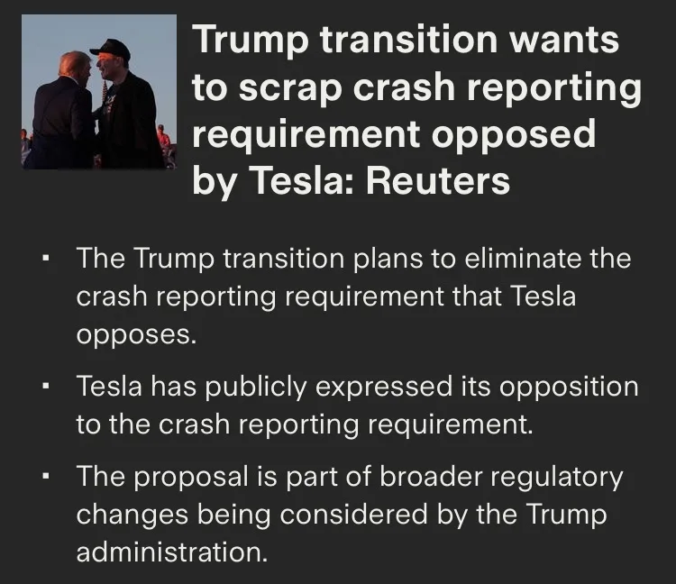 The image displays a news article snippet with a photo of two men shaking hands. The headline reads 'Trump transition wants…