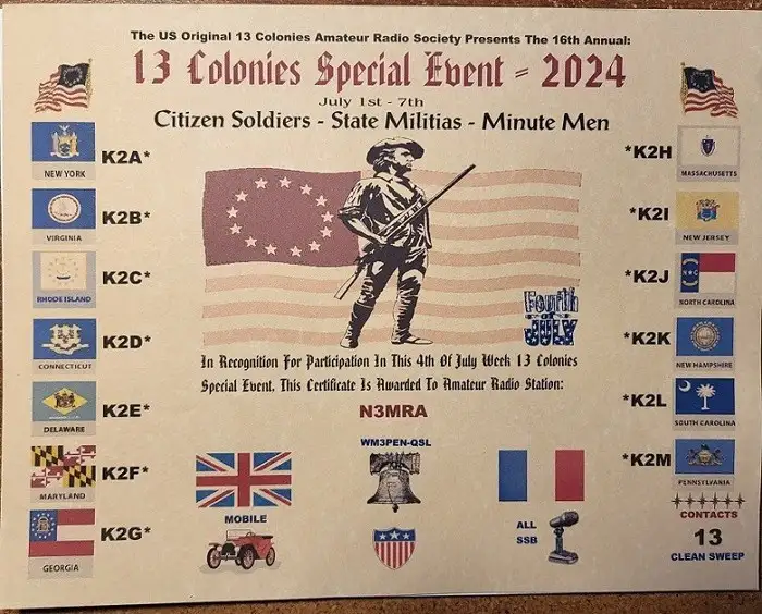 Mark Your Calendars for the 13 Colonies Special Event - 2024