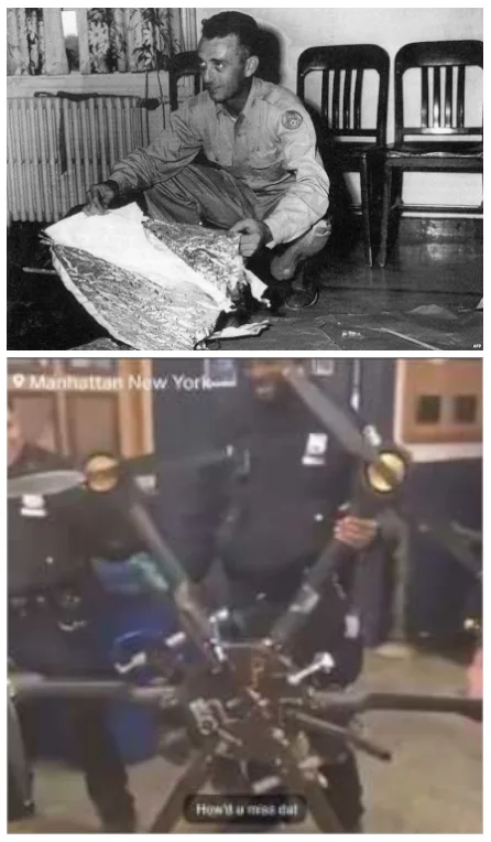 Top panel: A man in a military-style uniform crouches indoors, unfolding a large, crinkled silver thermal blanket. Bottom…