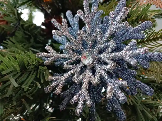 A beautiful snowflake ornament.