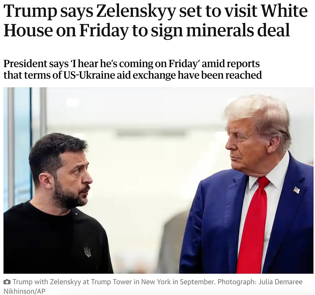 A news article screenshot shows two men facing each other: one in a black shirt with a Ukrainian trident logo, the other in…