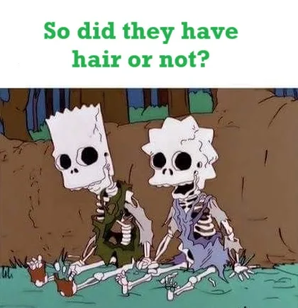 Two cartoon skeletons, resembling Bart and Lisa Simpson, are shown sitting side by side in a muddy area. They have…