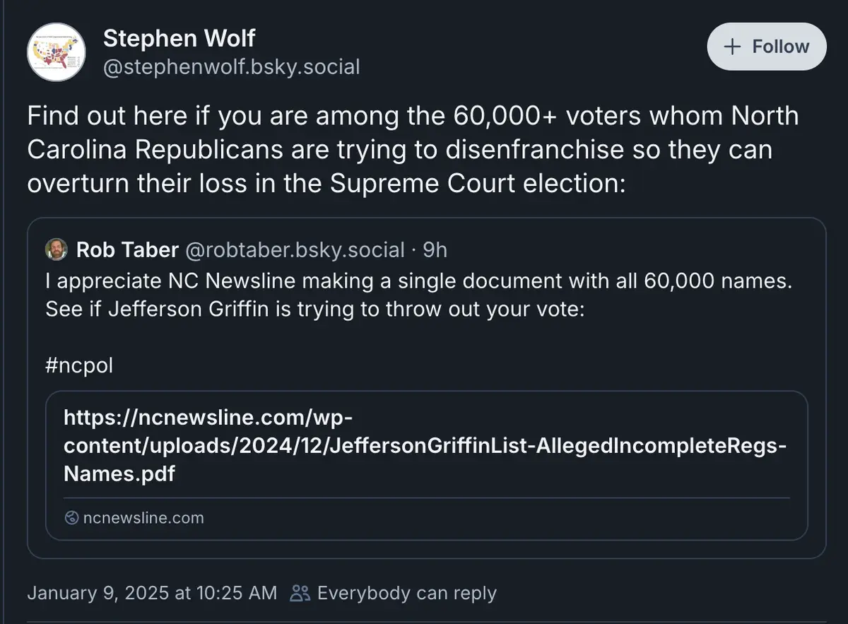 A screenshot of a social media post by Stephen Wolf, who shares a reply from Rob Taber. The reply highlights a document from…