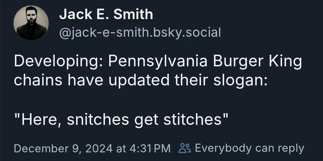 A screenshot of a social media post by Jack E. Smith, showing a dark-themed interface with white text. The post claims…