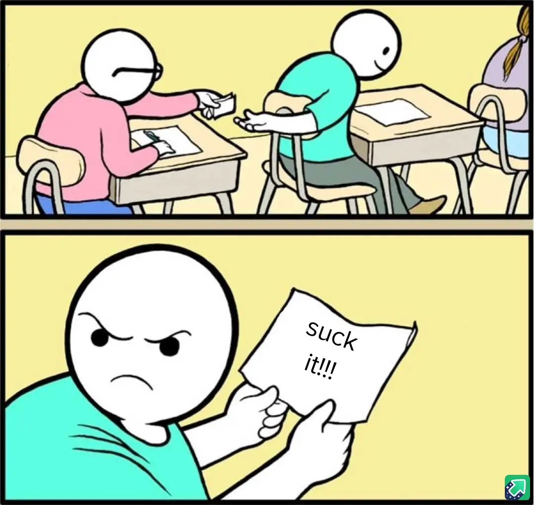 The top panel shows a student in a pink shirt handing a folded paper to a student in a teal shirt at their desks. The bottom…