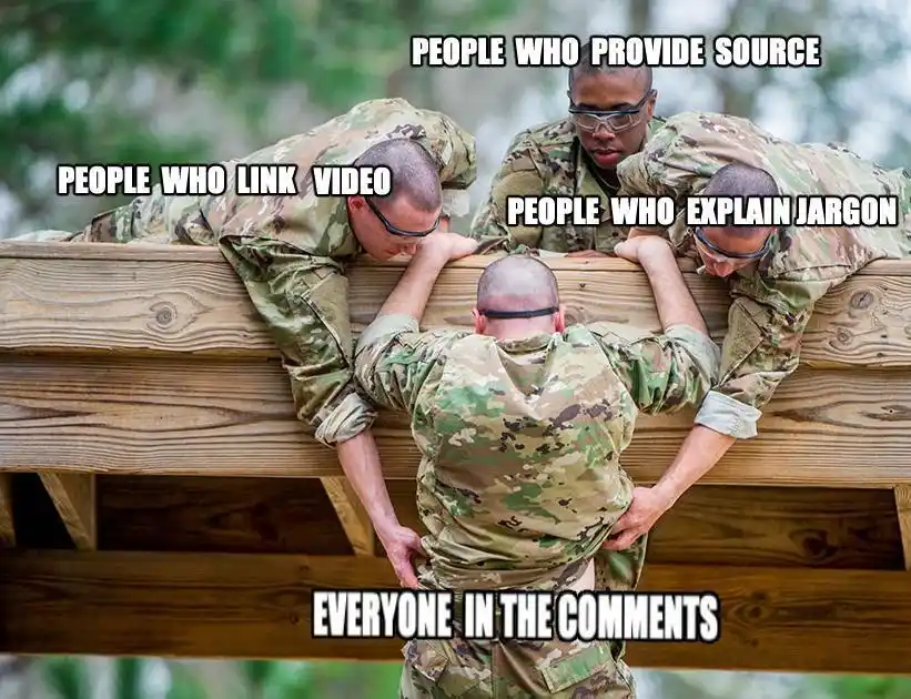 Four soldiers in camouflage uniforms are lifting a heavy wooden beam together. Three soldiers are positioned on top of the…