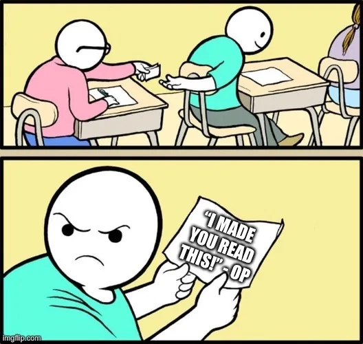 Two panels show a classroom scene. In the top panel, a student in pink hands a paper to a student in teal. In the bottom…