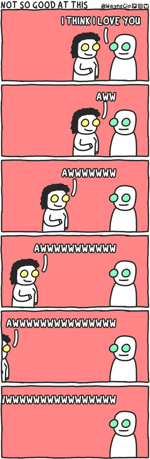 A comic strip shows two cartoon characters, one with yellow eyes and curly hair, the other with green eyes. The first…