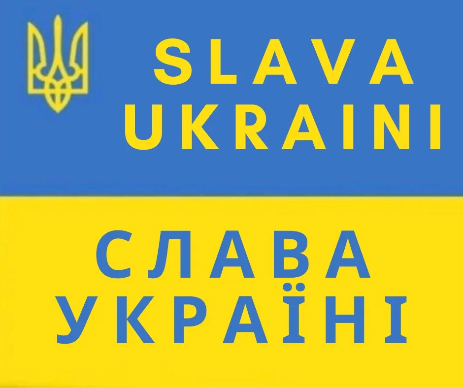 The image displays the Ukrainian flag with its blue and yellow horizontal stripes and a yellow trident emblem in the top…