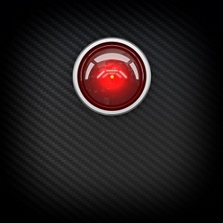 A glossy red button with a silver rim is centered on a dark carbon fiber background, glowing faintly red. The overlaid text…