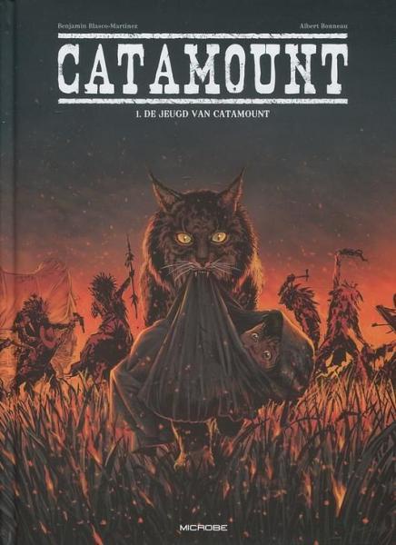The image shows the cover of a comic book titled 'CATAMOUNT' with the subtitle 'I. DE JEUGD VAN CATAMOUNT'. A large…