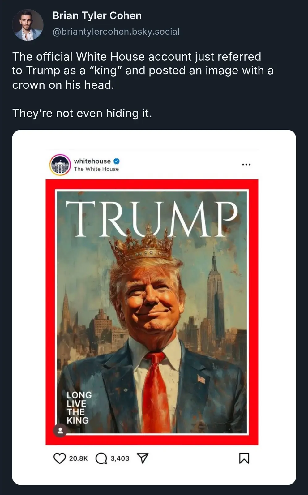 Not even trying to hide it anymore.