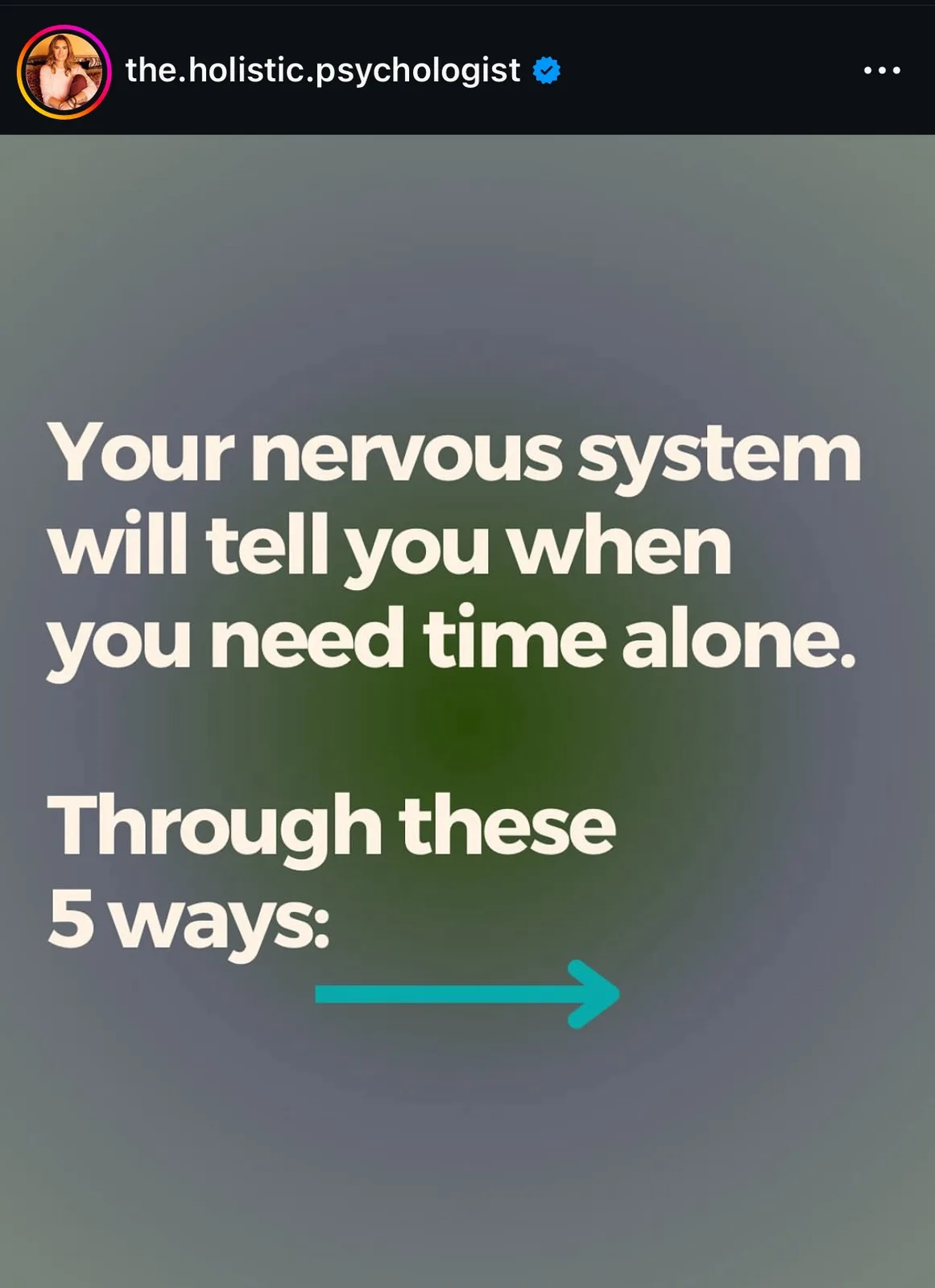 A social media post from 'the.holistic.psychologist' features large white text on a gradient background stating 'Your…