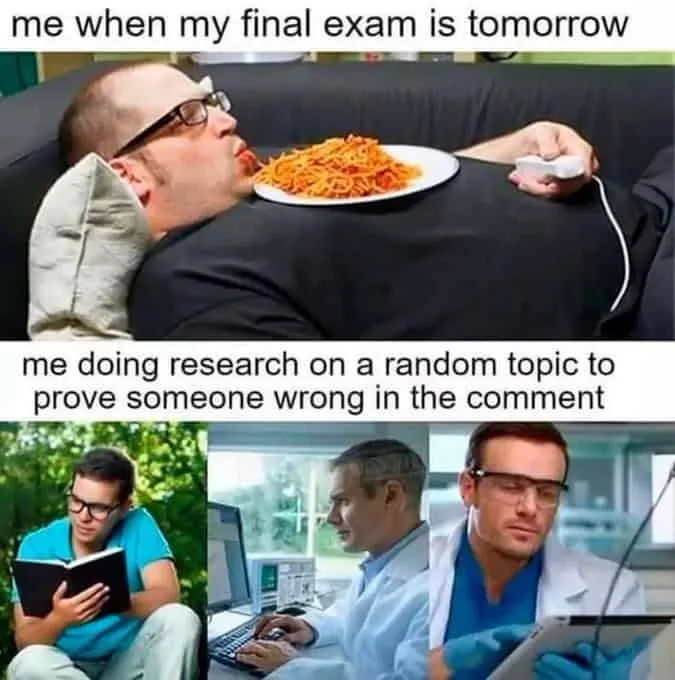 Top panel: A man in glasses lies on a couch, eating spaghetti from a plate while holding a white game controller. Bottom…