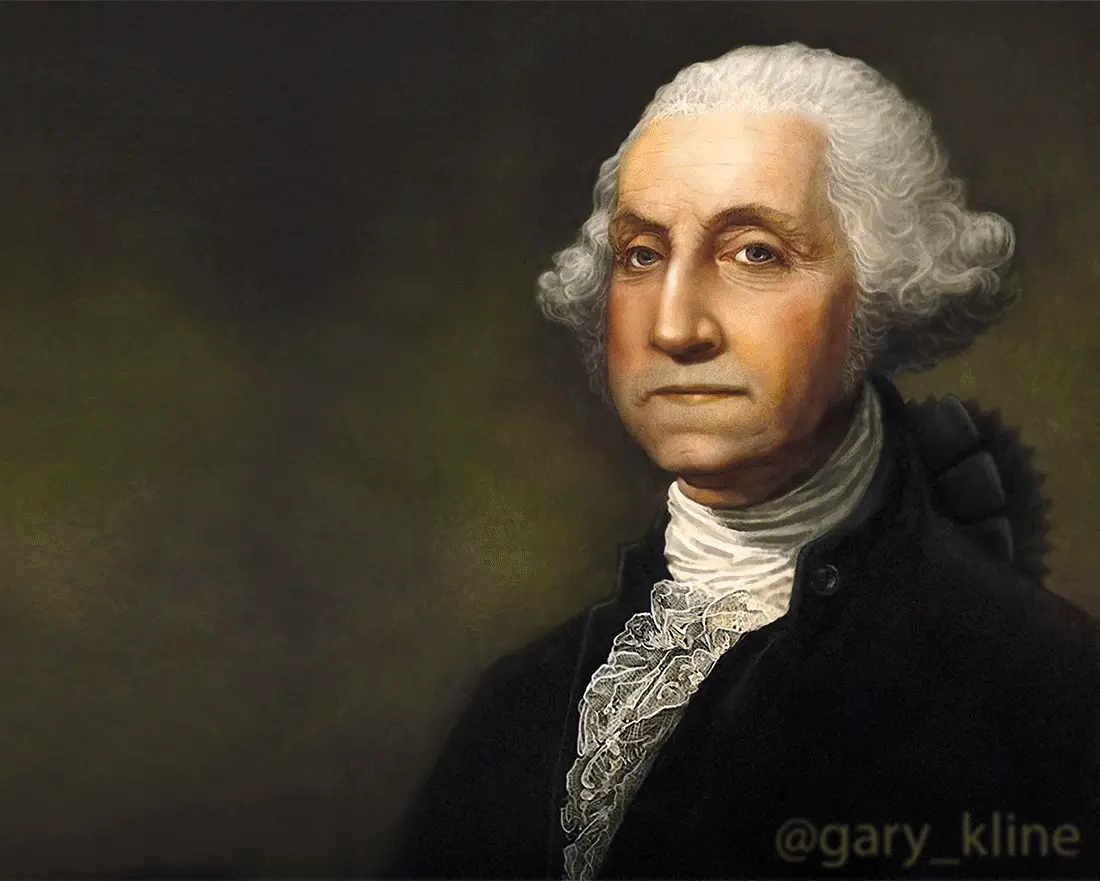 The meme shows three panels of George Washington's portrait. The top row, labeled 'How it started,' shows Washington looking…