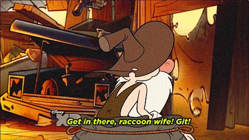 Fiddleford McGucket's raccoon wife: A tale of love and mischief.