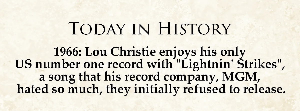 The image displays a beige parchment-style background with black serif text. The text reads 'TODAY IN HISTORY' followed by a…