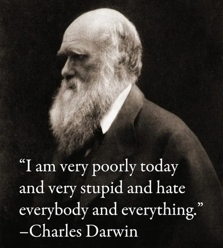 A black-and-white portrait of Charles Darwin in profile, looking to the left, with a long white beard and formal attire…