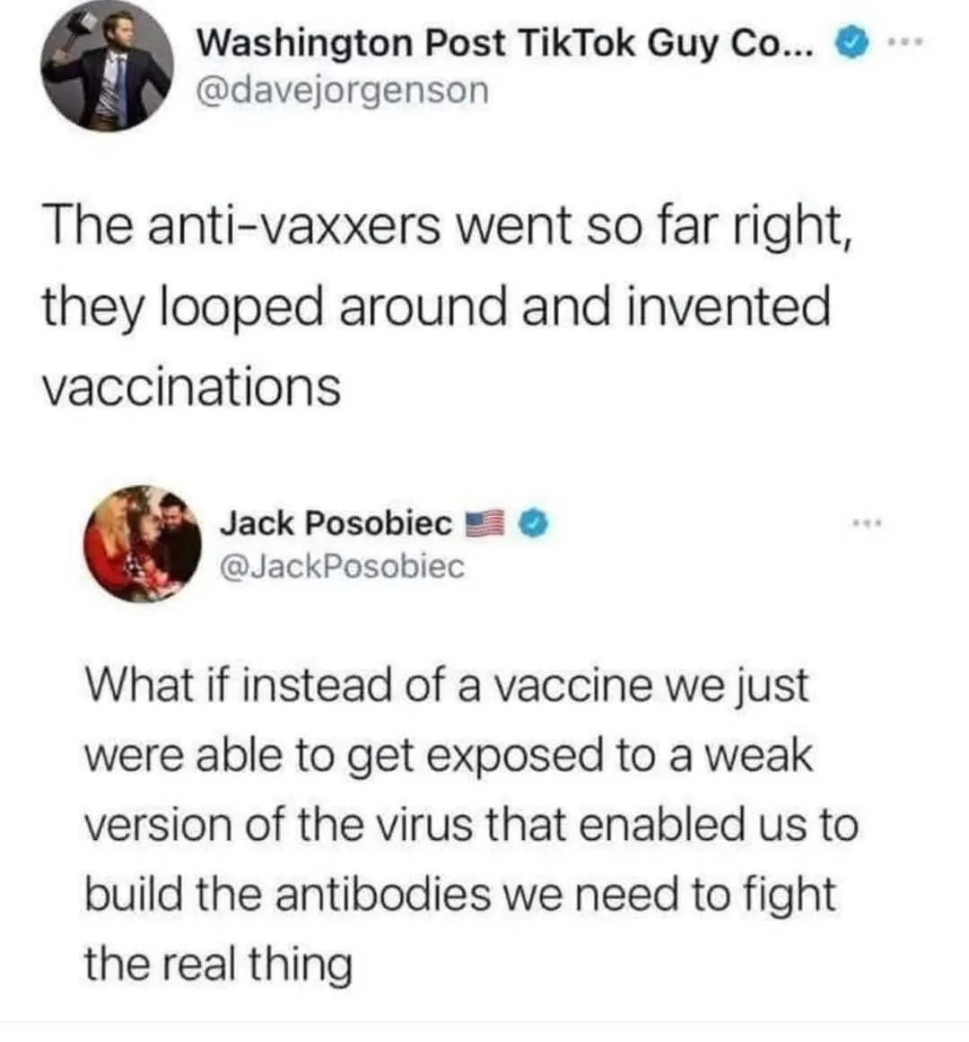 The image displays two Twitter posts. The top post from 'Washington Post TikTok Guy Co... @davejorgenson' reads: 'The…