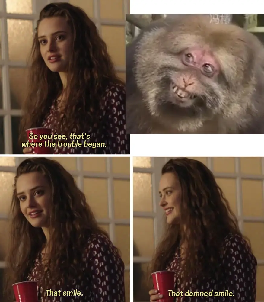 A four-panel meme featuring actress Keira Knightley in a scene holding a red cup, transitioning from a serious expression to…