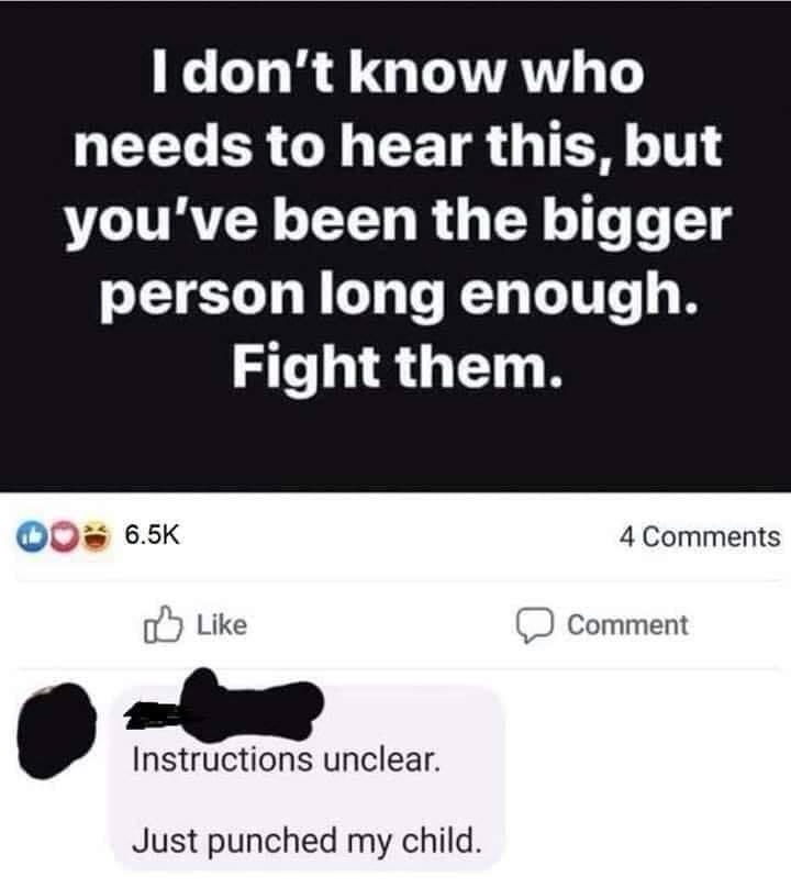 A screenshot of a Facebook post with white text on a black background reading 'I don't know who needs to hear this, but…